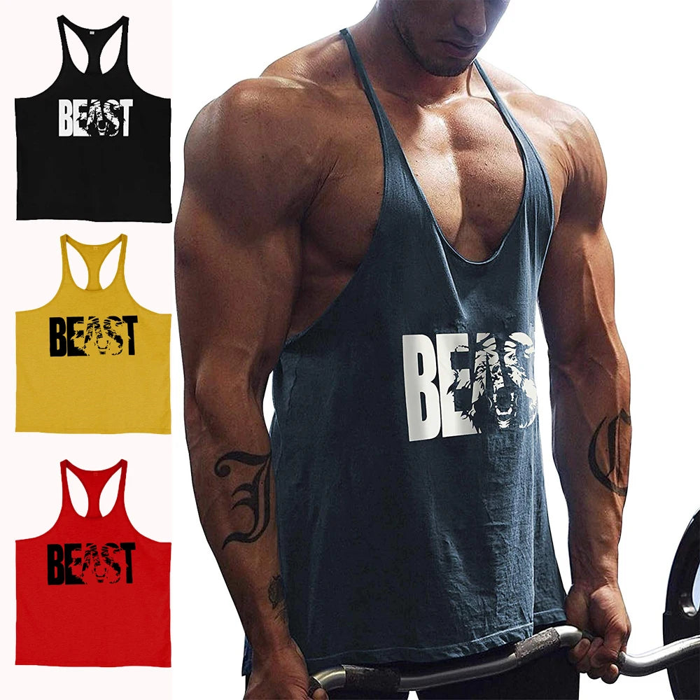 Mens Bodybuilding Printed Muscle Stringer