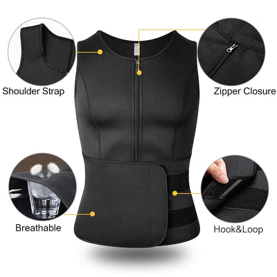 Men Body Shaper Waist Trainer Vest Slimming Shirt Sauna Sweat Vest Compression Undershirt Shapewear Fat Burner Workout Tank Tops