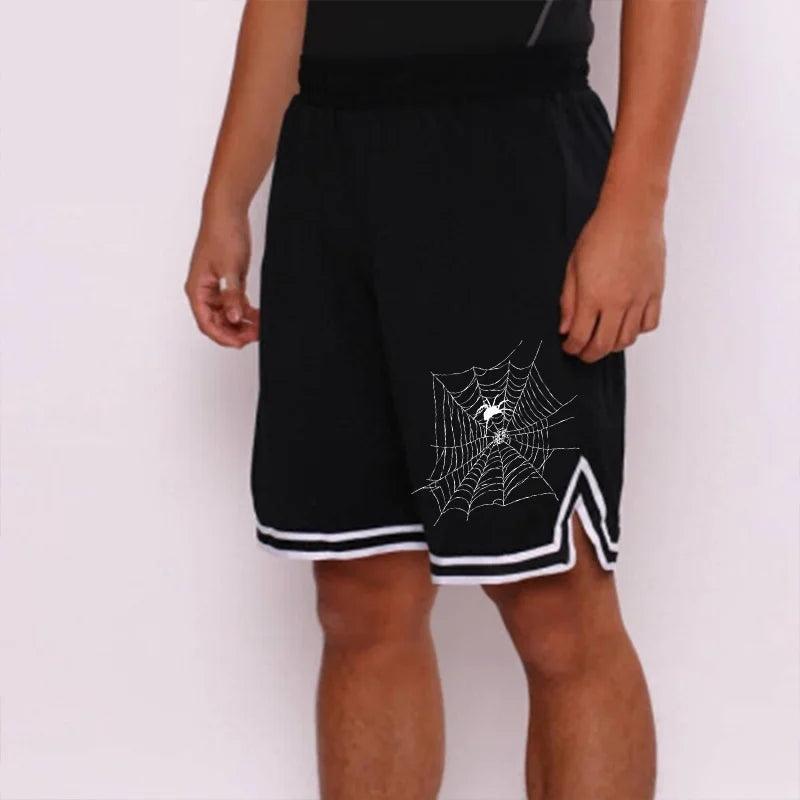 Men's Sports Pants Spider Web Printed Casual Shorts