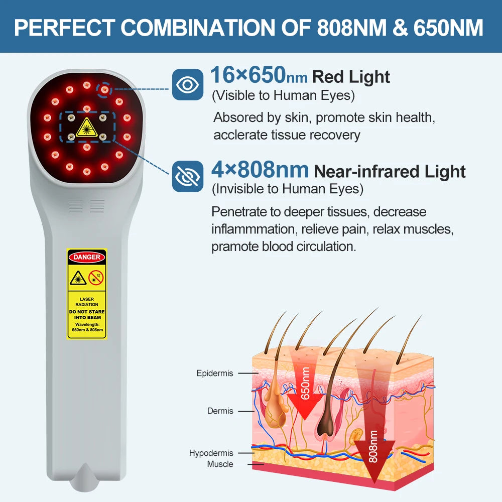 ZJKC Professional Pain Relief Physiotherapy Cold Laser Therapy Device for Pet Dog Cat Wound Injuries 650nm 808nm Home Handheld