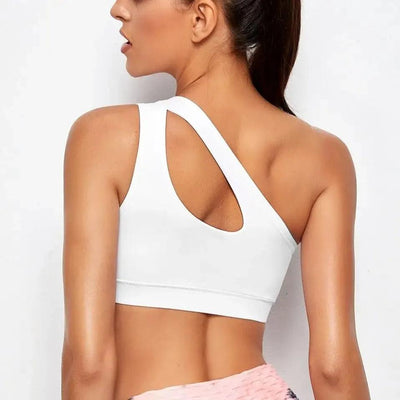 One Shoulder Shockproof Yoga Bra