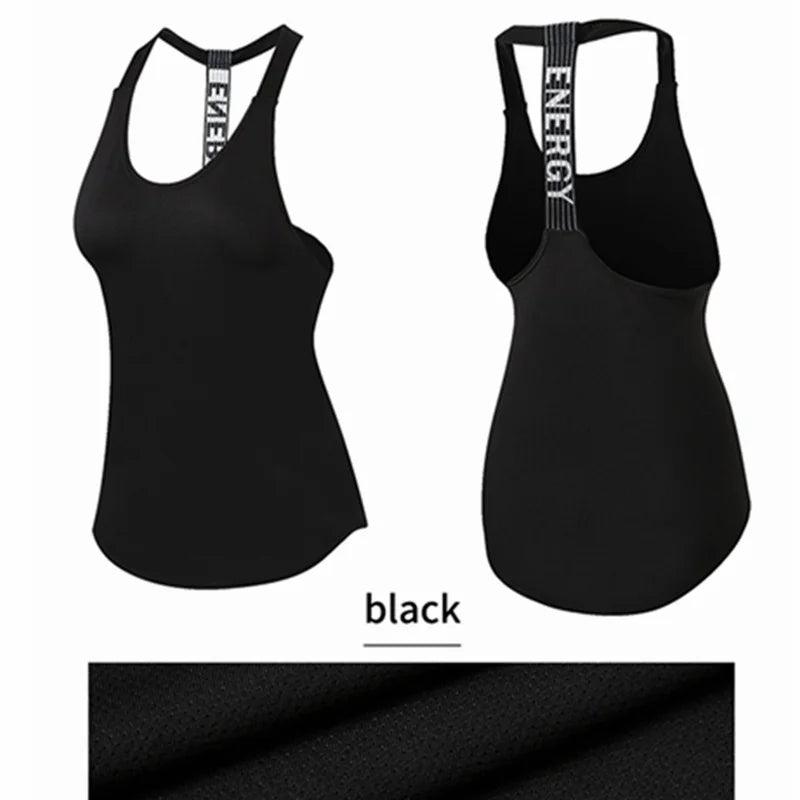 Sleeveless Women Fitness Shirt Gym Vest x Letter Backless Shirt