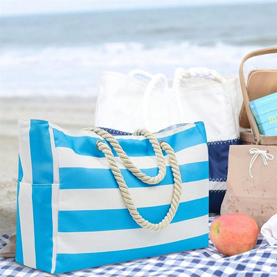 Striped Canvas Summer Beach Bag