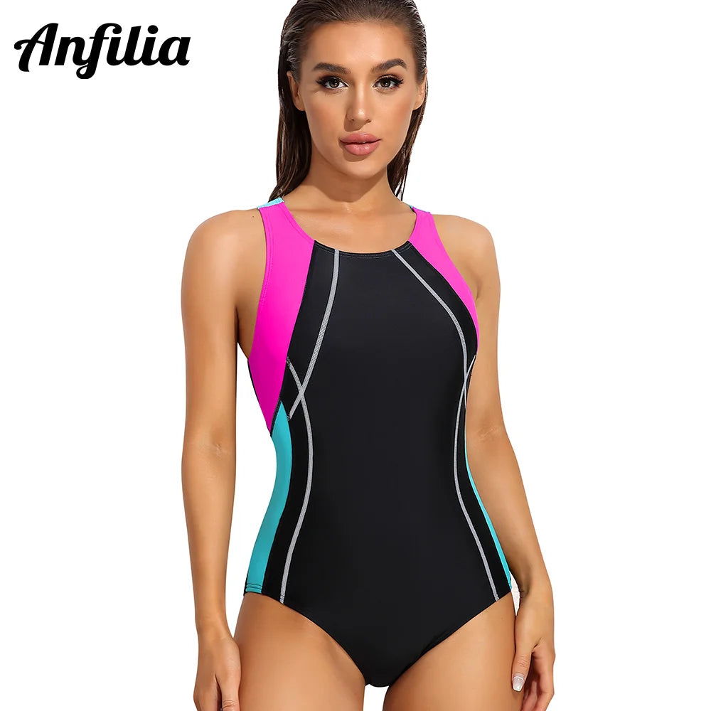 Anfilia One-Piece Swimsuits Women Sports Swimwear