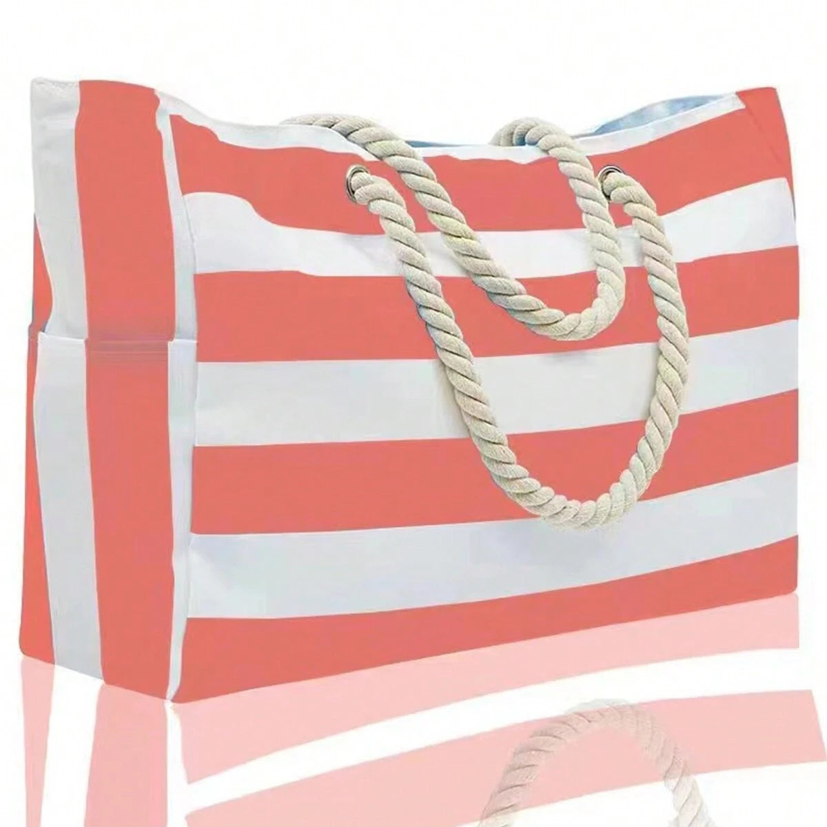 Striped Canvas Summer Beach Bag