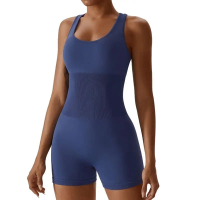 Summer Solid Seamless  fitness Jumpsuit
