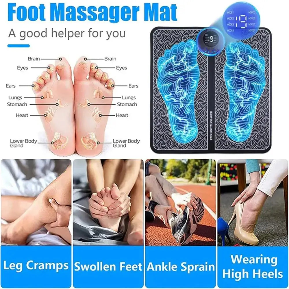 Intelligent Electric Massager EMS Foot Muscle Massager Acupoint Pulse Massage Patch Relief Pain Relax Improve Blood Circulation