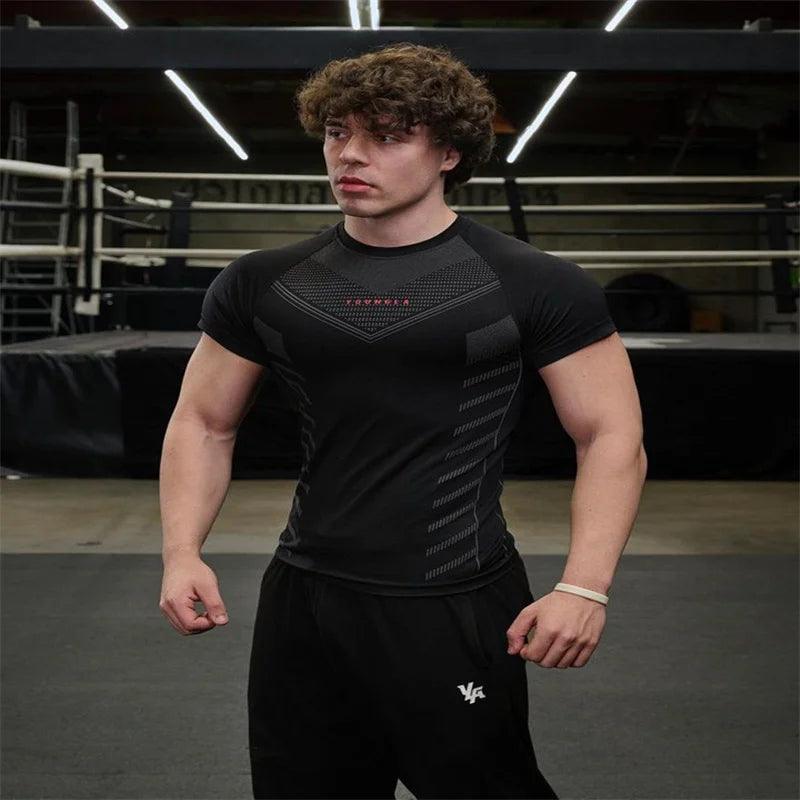 Men Short Sleeve Rash Guard Compression Shirts