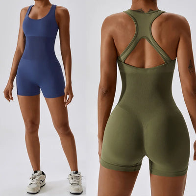 Summer Solid Seamless  fitness Jumpsuit