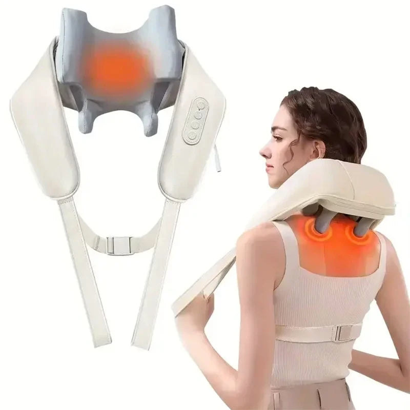 Neck and Shoulder Massager Deep Tissue Shiatsu Multifunctional Massage Shawl With Heat Pain Relief Electric Kneading Squeeze