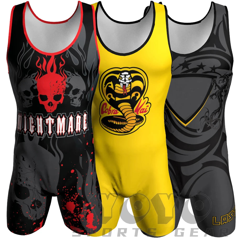 SKULL Print Wrestling Singlet