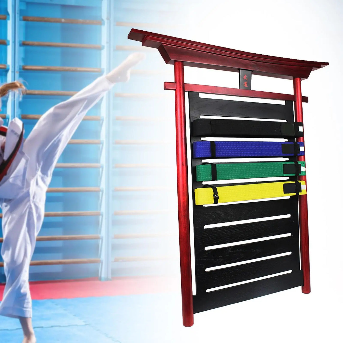 Wood Karate Belt Display Rack