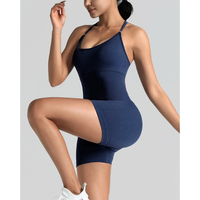 Backless One Piece fitness Jumpsuit With Pads