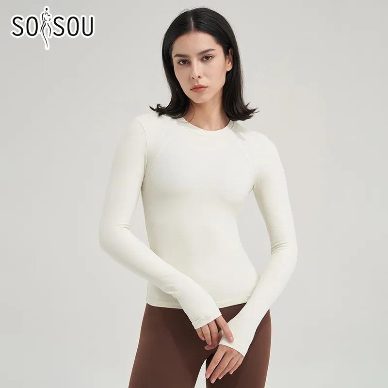 SOISOU Nylon Gym Top Yoga Shirt