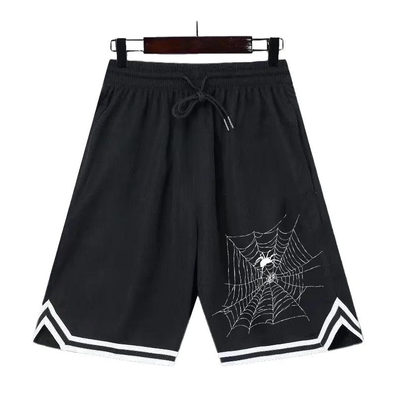 Men's Sports Pants Spider Web Printed Casual Shorts