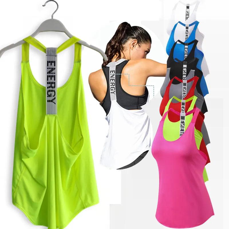 Sleeveless Women Fitness Shirt Gym Vest x Letter Backless Shirt