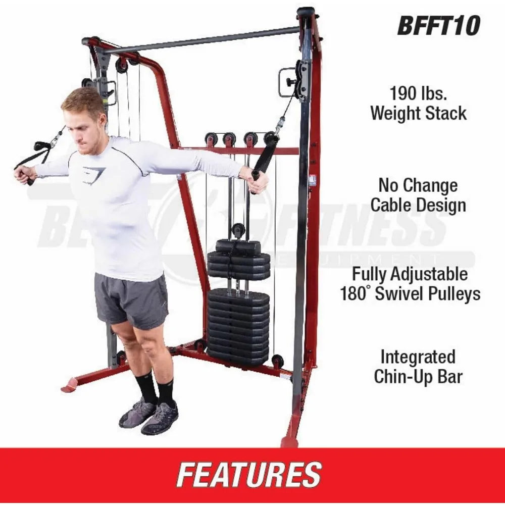 Best Fitness by Body-Solid BFFT10R Functional Trainer Cable Machine, Full Body Workout Weight Stacks, Chest