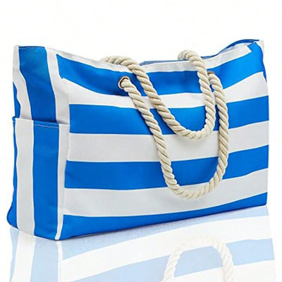 Striped Canvas Summer Beach Bag