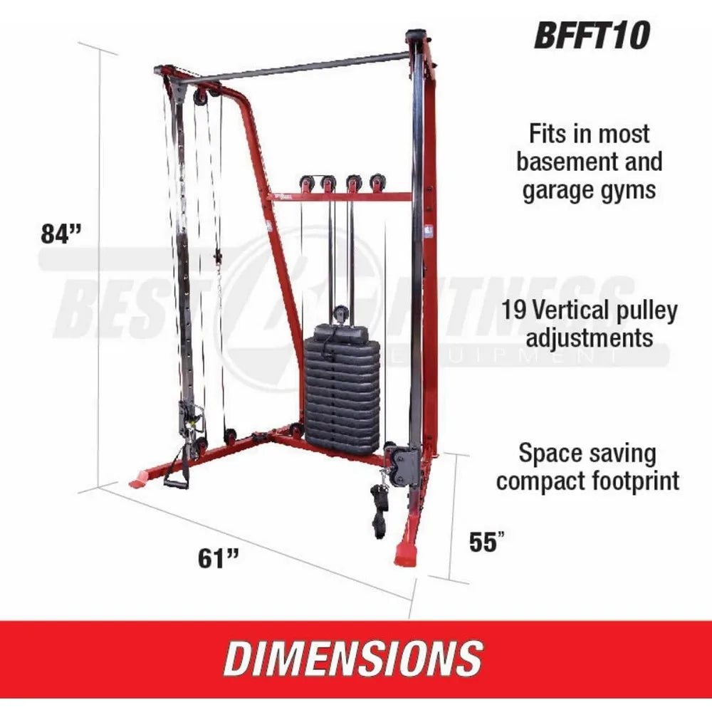 Best Fitness by Body-Solid BFFT10R Functional Trainer Cable Machine, Full Body Workout Weight Stacks, Chest