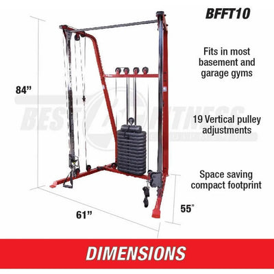 Best Fitness by Body-Solid BFFT10R Functional Trainer Cable Machine, Full Body Workout Weight Stacks, Chest