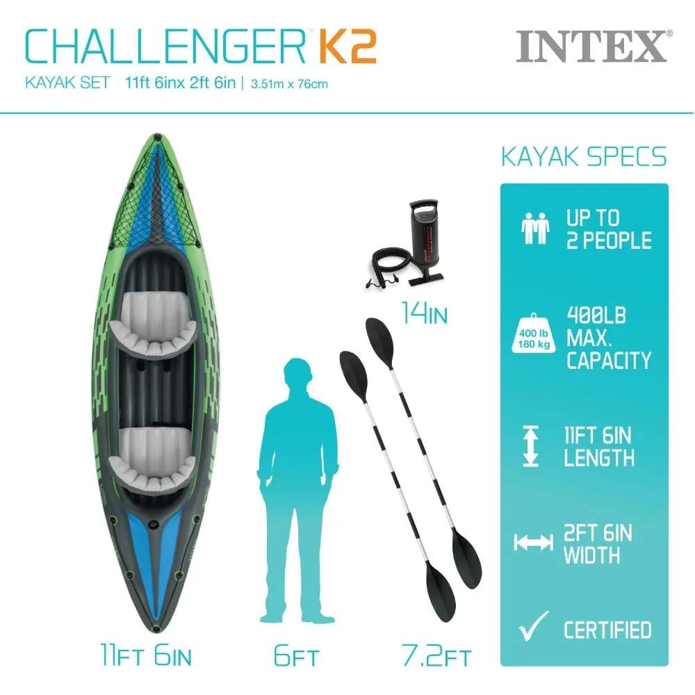 Inflatable Kayak Series: Includes Deluxe 86in Kayak Paddles and High-Output Pump