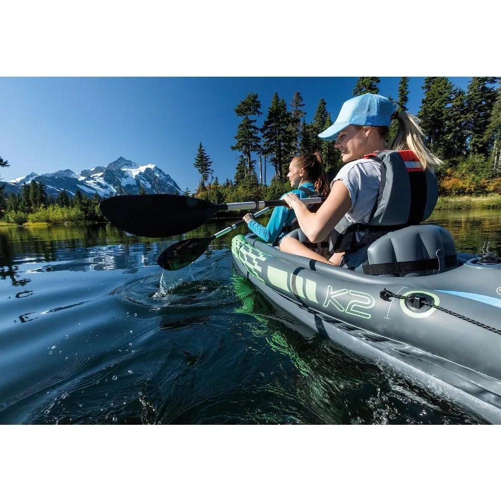 Inflatable Kayak Series: Includes Deluxe 86in Kayak Paddles and High-Output Pump