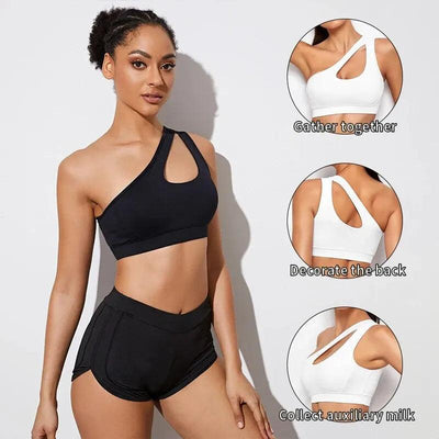 One Shoulder Shockproof Yoga Bra