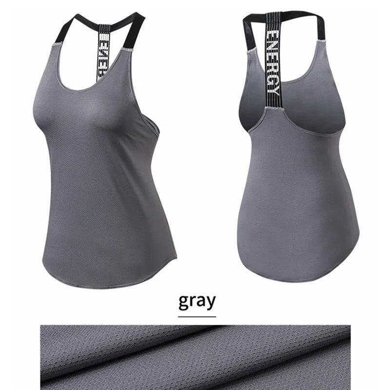 Sleeveless Women Fitness Shirt Gym Vest x Letter Backless Shirt