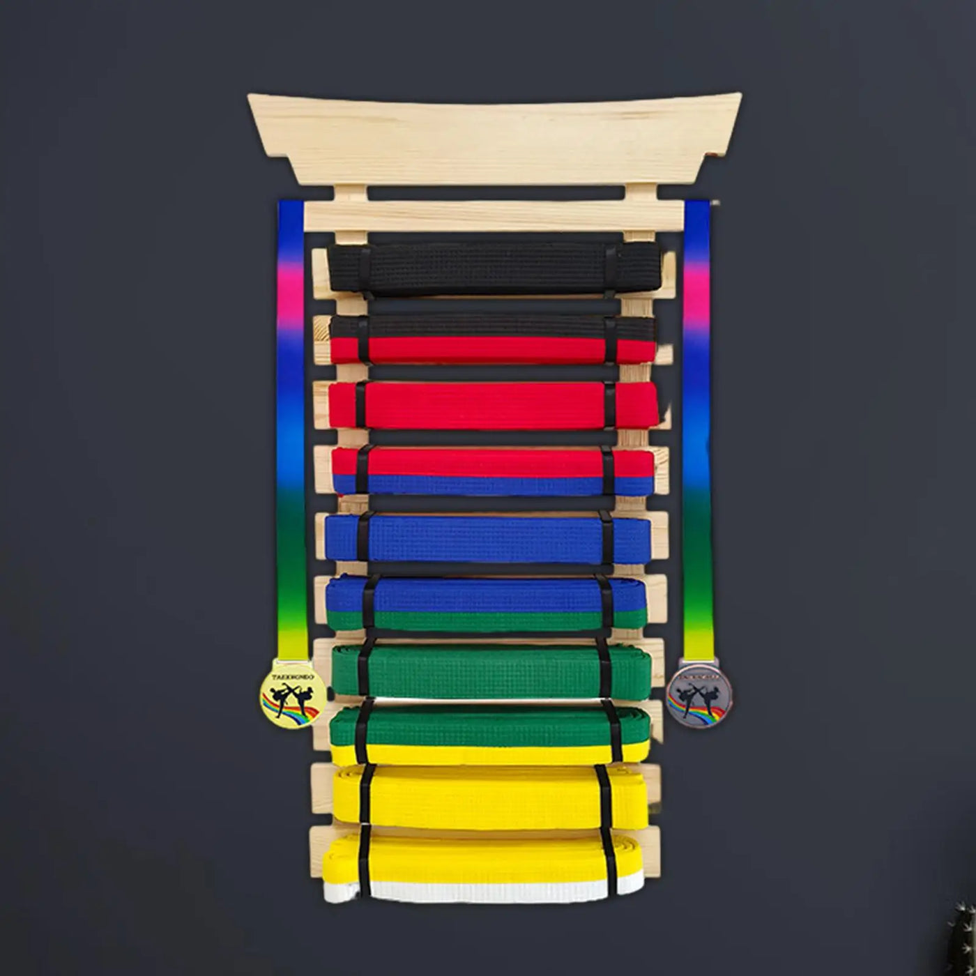 Wood Karate Belt Display Rack Foldable Wood