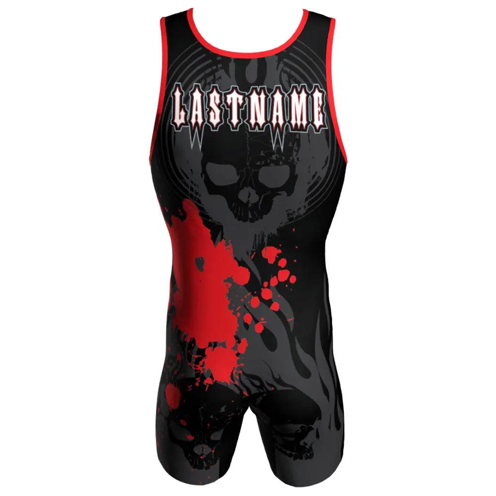 SKULL Print Wrestling Singlet