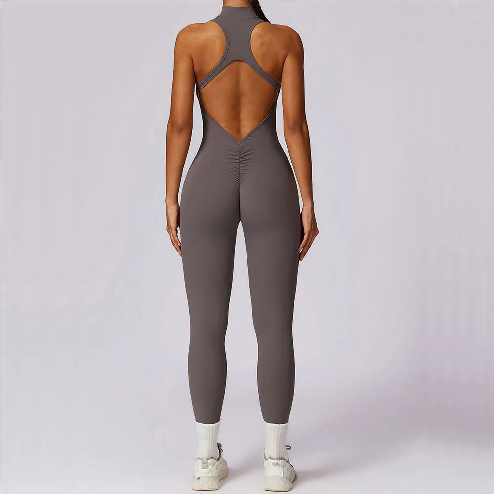 Zipper Jumpsuit Fitness Sports Overalls