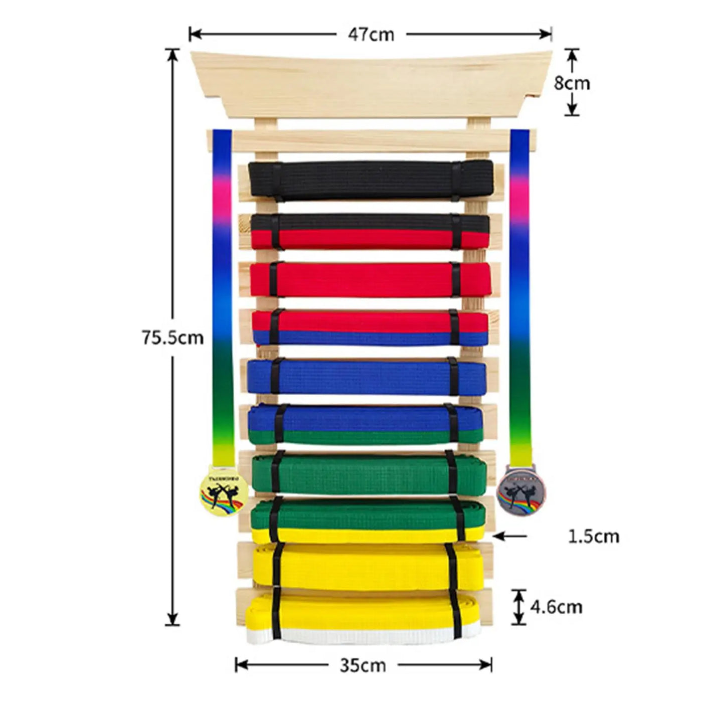 Wood Karate Belt Display Rack Foldable Wood