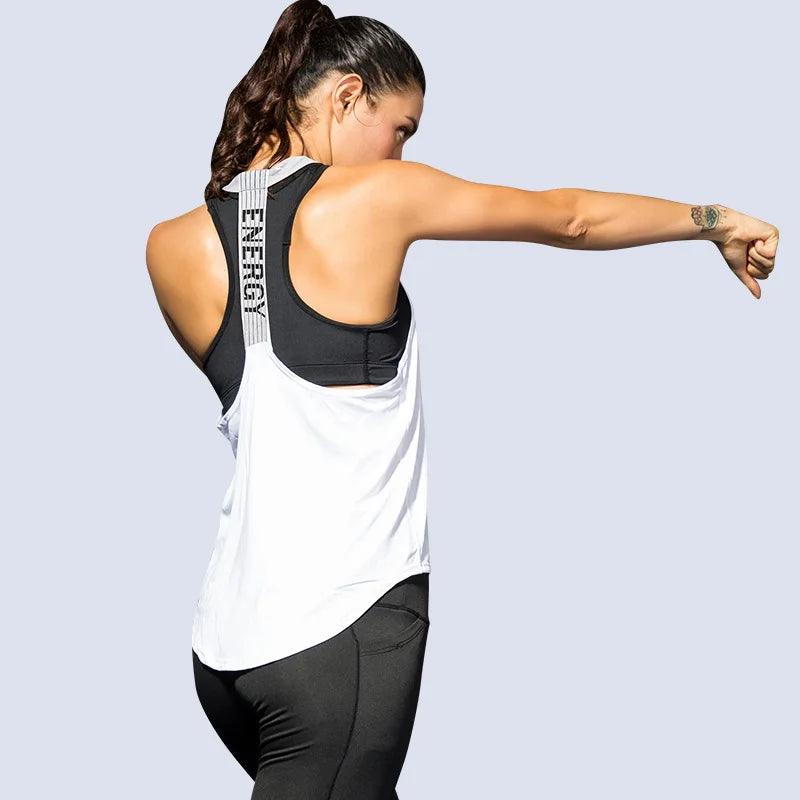 Sleeveless Women Fitness Shirt Gym Vest x Letter Backless Shirt