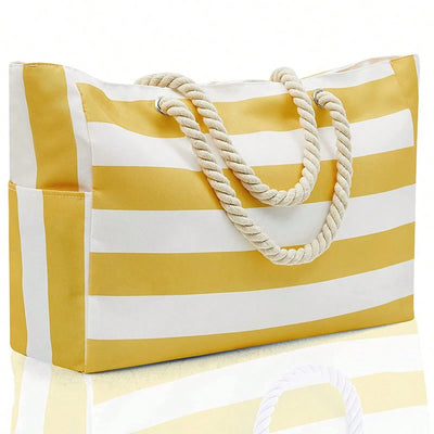 Striped Canvas Summer Beach Bag