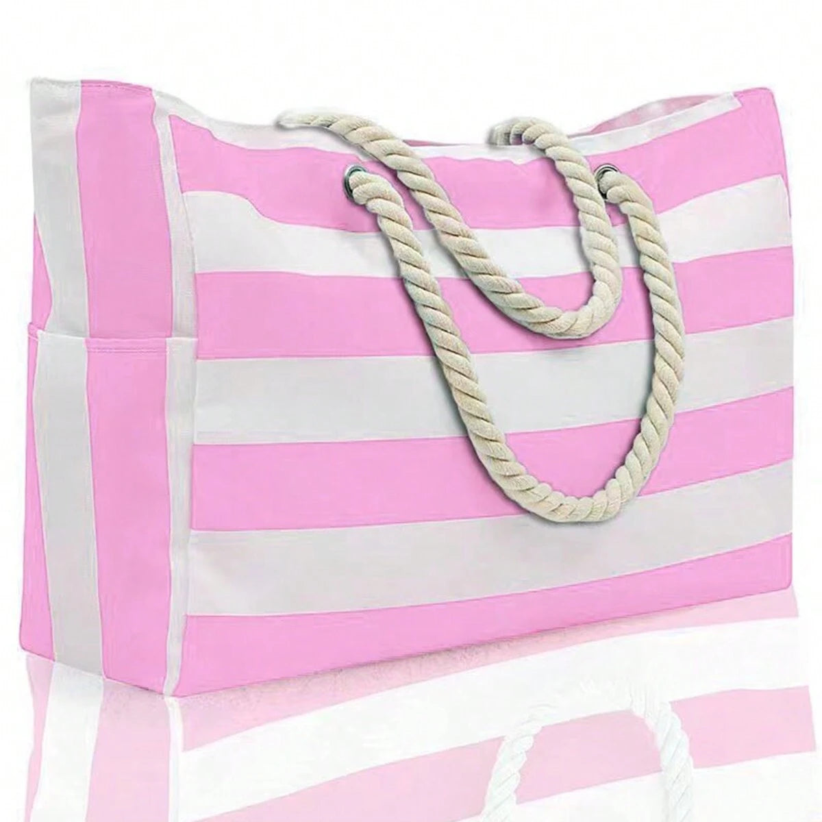 Striped Canvas Summer Beach Bag