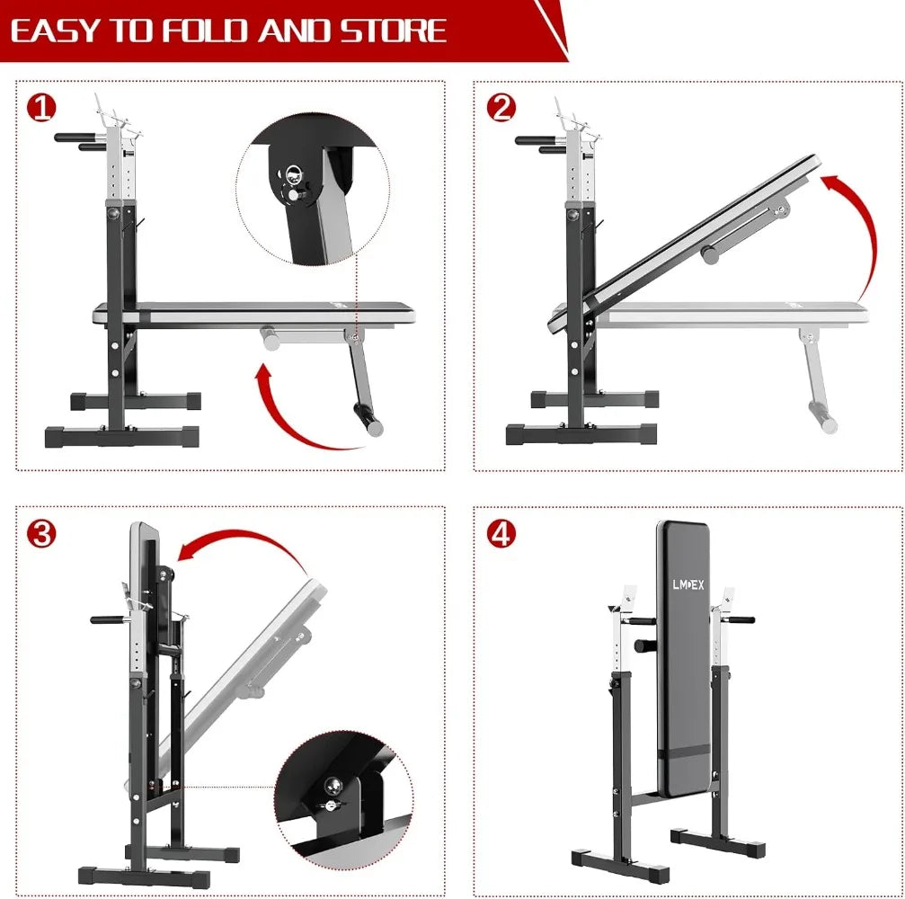 Adjustable Weight Bench Press with Squat Rack