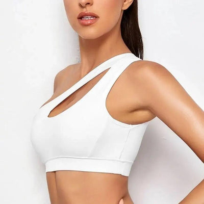 One Shoulder Shockproof Yoga Bra