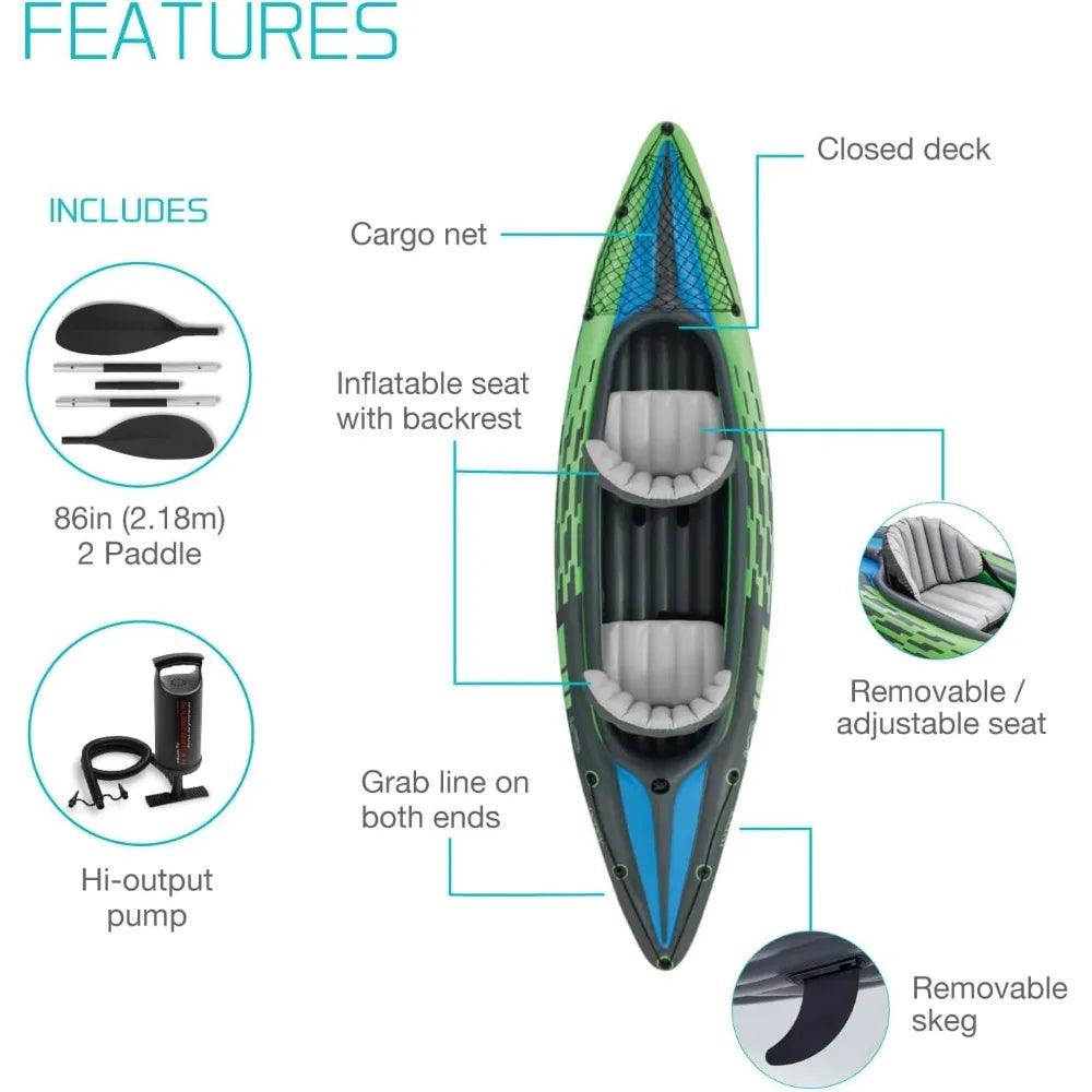 Inflatable Kayak Series: Includes Deluxe 86in Kayak Paddles and High-Output Pump