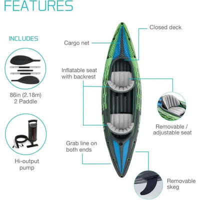 Inflatable Kayak Series: Includes Deluxe 86in Kayak Paddles and High-Output Pump