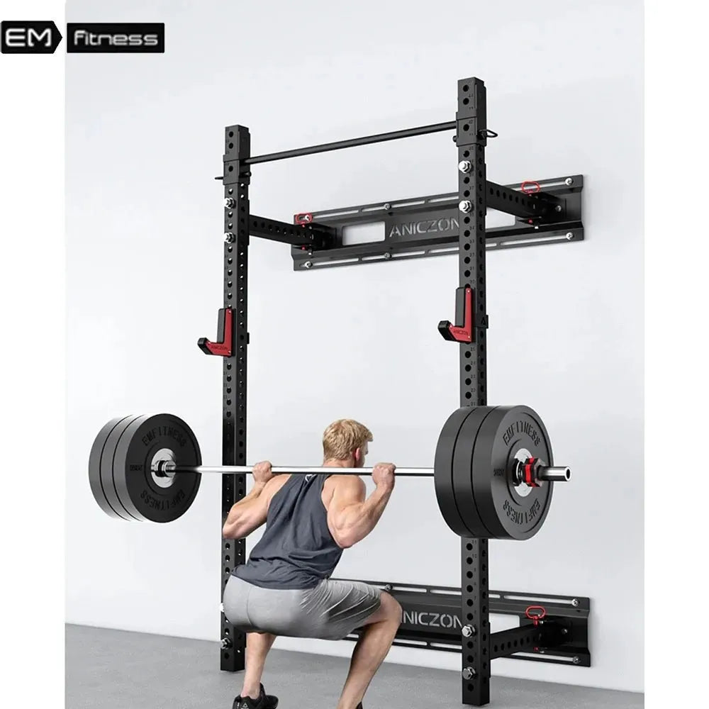 Fold back wall mount squat rack