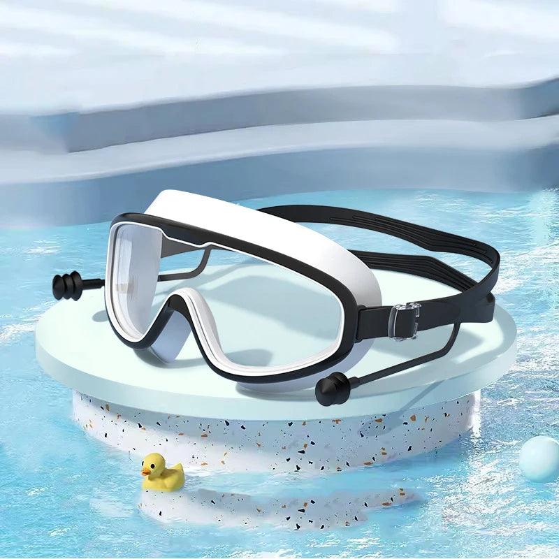 Adult Large Frame Swimming Goggles and Silicon Earplugs